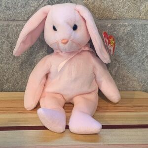 Ty Pink Hoppity Bunny Plush with Ribbon